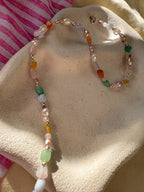 Natural Stone and Freshwater Pearl Beaded Necklace with Sterling Silver Clasp