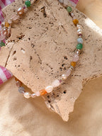 Natural Stone and Freshwater Pearl Beaded Necklace with Sterling Silver Clasp