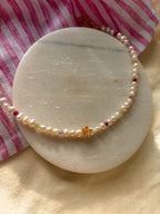 Freshwater Pearl and Natural Stone Beaded Necklace with Flower Charm