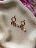 Beaded Charm Hoops with Natural Gemstones and Freshwater pearls