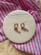 Beaded Charm Hoops with Natural Gemstones and Freshwater pearls