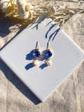 Blue Cubic Zirconia and Pearl Dangles