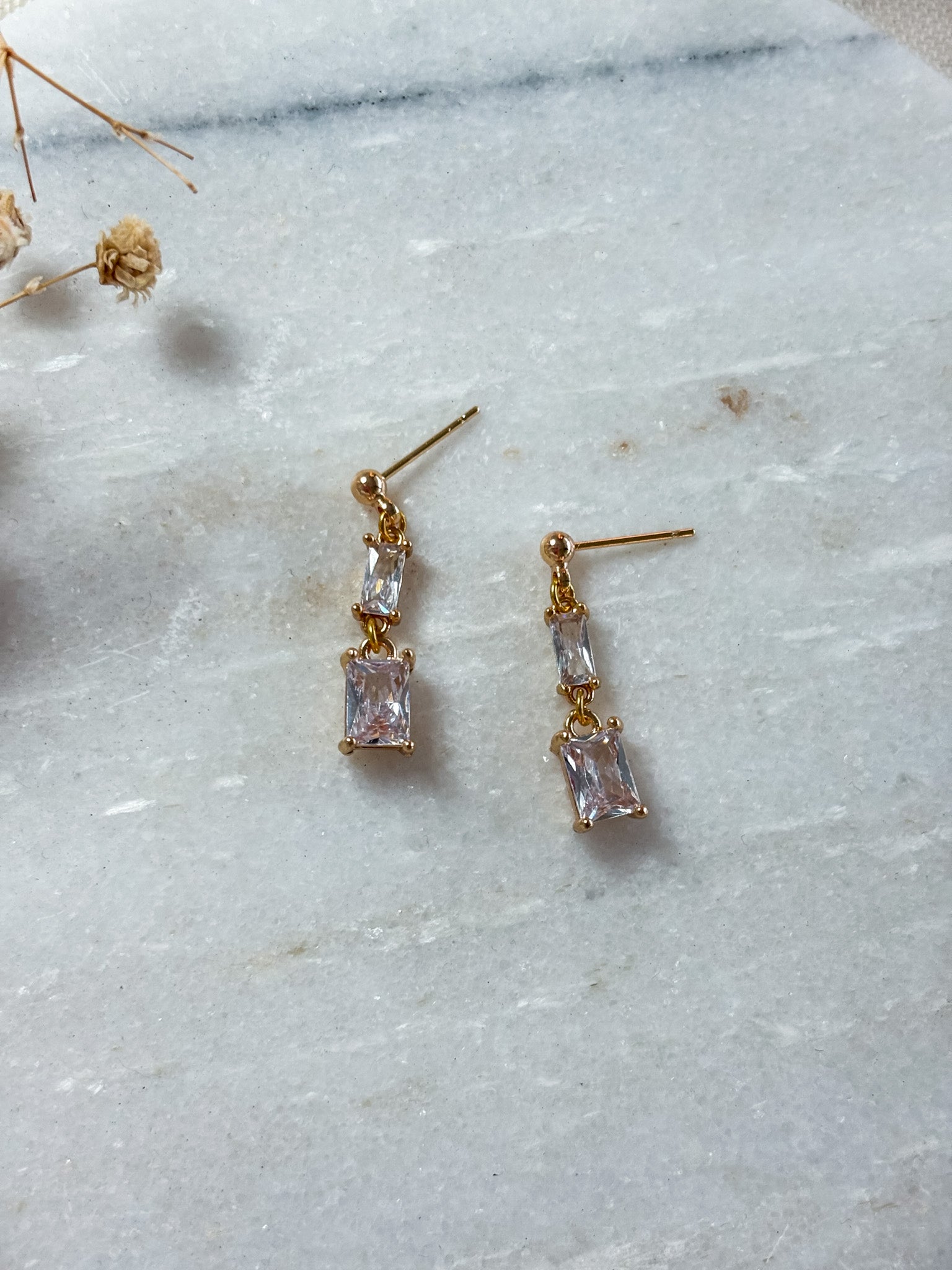 Rectangle Cubic Zirconia Dangles