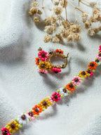 Colourful Beaded Flower Hoops