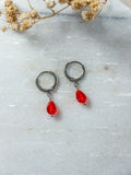 Red Crystal Huggies | Sterling Silver