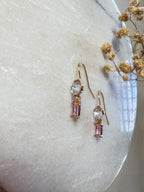 Cubic Zirconia Hook with Pink Rectangle Dangle | 18k Gold