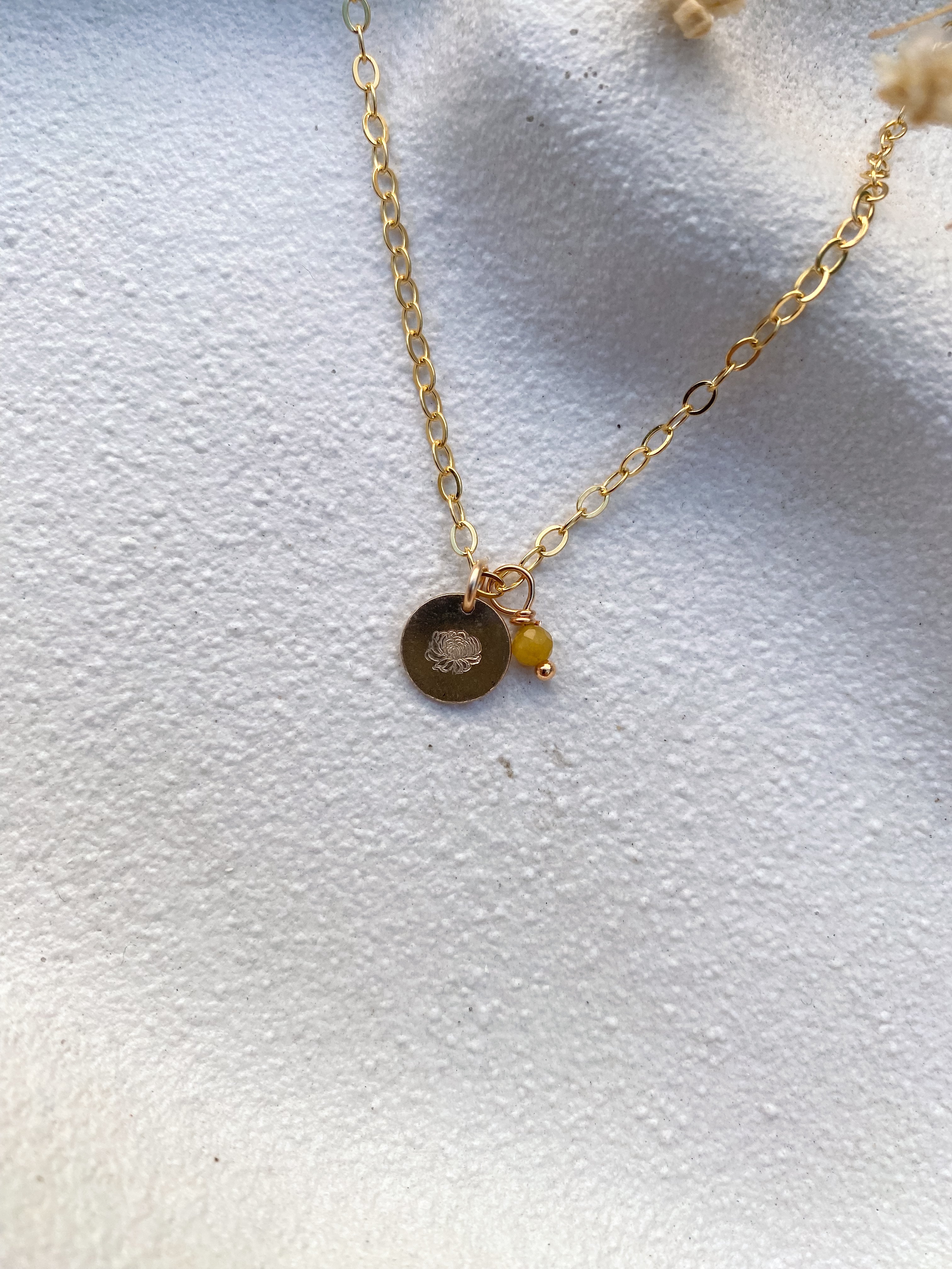 Stamped Birth Flower Necklace | Gold Filled