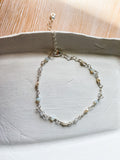 White and Clear Beaded Silver Bracelet with Freshwater Pearl