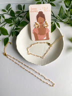 Wire Wrapped White and Clear Beaded Necklace