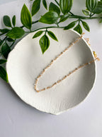 Wire Wrapped White and Clear Beaded Necklace