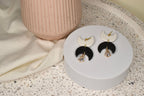 Black and White Opposite Moon Dangles with Cubic Zirconia Charm
